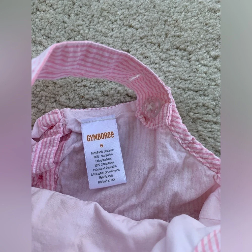 Gymboree Size 6 Seersucker Bunny Rabbit Jumper Dress